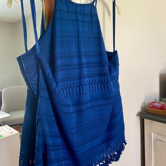 New York & Company Royal Blue Tank Top with Fringe [L] - Picture 4 of 5